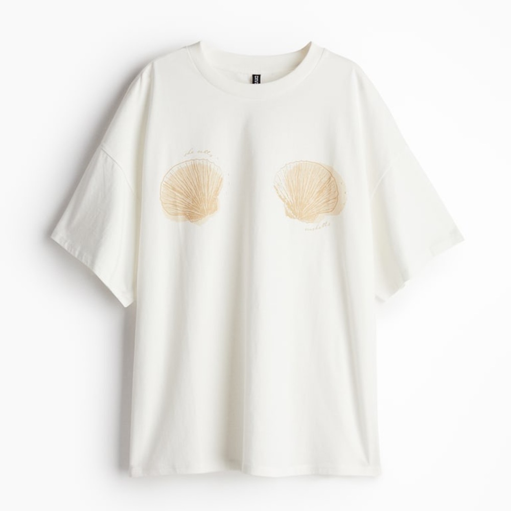 H&M White Shell Crewneck Tee